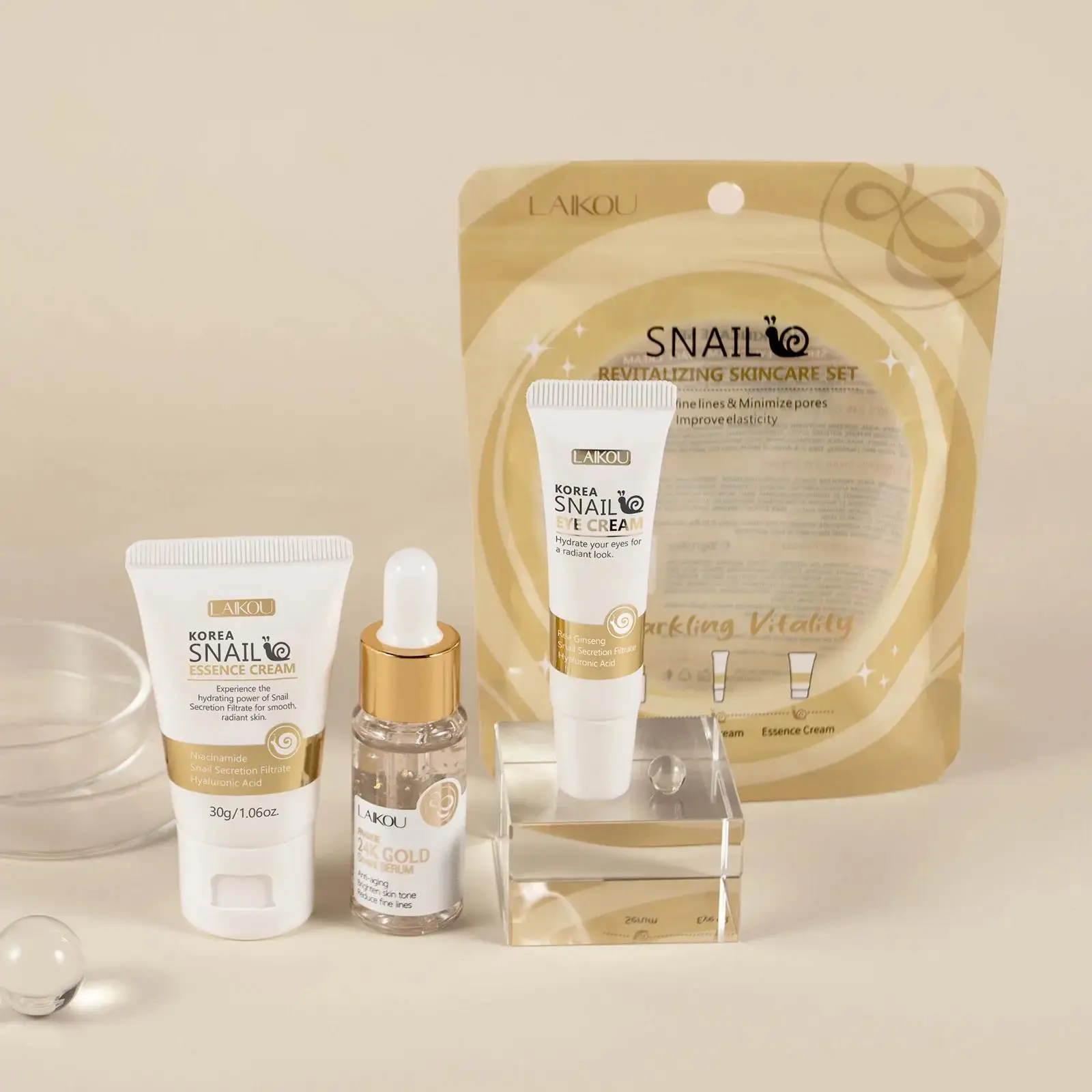 Luxury Skincare Essence - 24K Oro Lumaca Siero Riparatore Crema